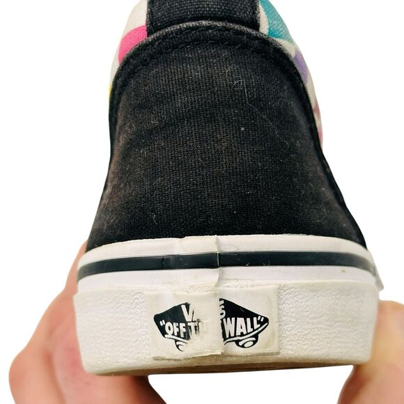 VANS Old Skool Rainbow Checkerboard Sneakers Suede Canvas Missy Size 6 Colorful - Picture 7 of 9